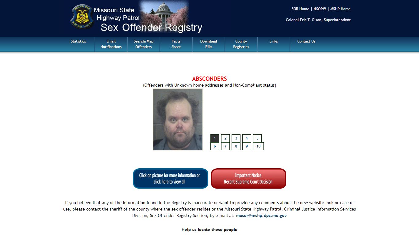 Missouri Sex Offender Registry Home